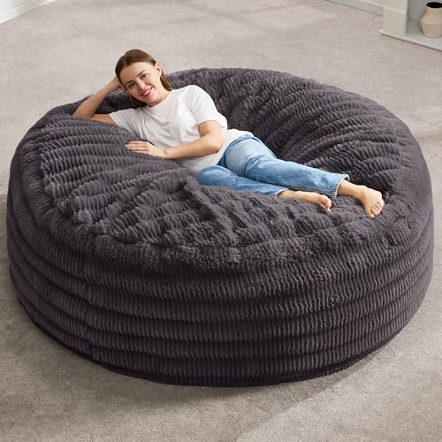 Hobestluk Bean Bag Chairs Beanbag Chair with Filler Adult Bean Bags with Fluffy Ripple Cover, Giant...
