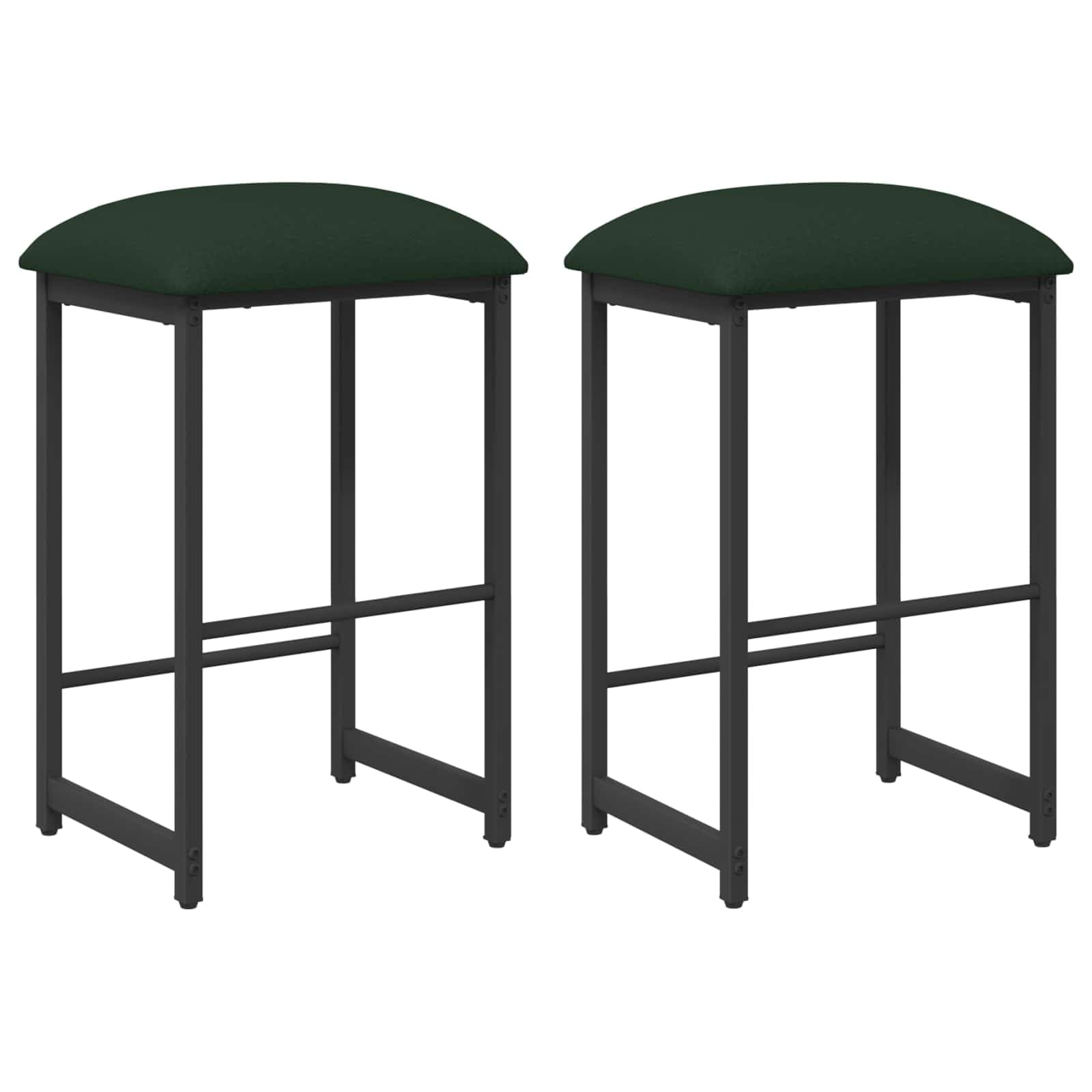 vidaXL Sgabello da bar 2 pcs Verde Scuro 40 x 32 x 74 cm, Puff rettangolare per soggiorno, design moderno, seduta regolabile, poggiapiedi comodo, struttura elegante