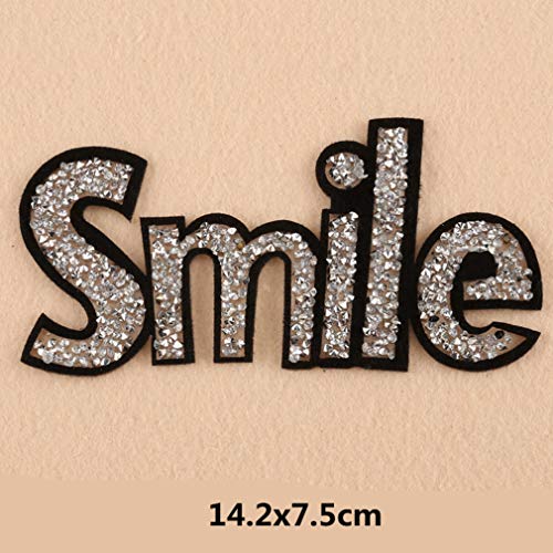 Bella 1pcs Parches Apliques Sticker Parche Patch con Lentejuelas Sequin Strass Bordado Anime Letras Look Smile Miss Paris Encantador Cool para Camiseta Jeans Ropa Bolsas Regalo