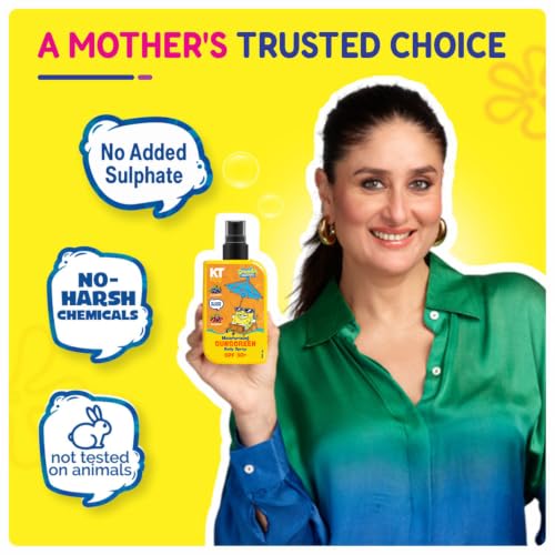 Image of Sunscreen SPF30+ Face & Body Spray for Kids 3-12 Years | UV Shield & Frizz Control with Blueberry & Cranberry | Non-Greasy | 100ml