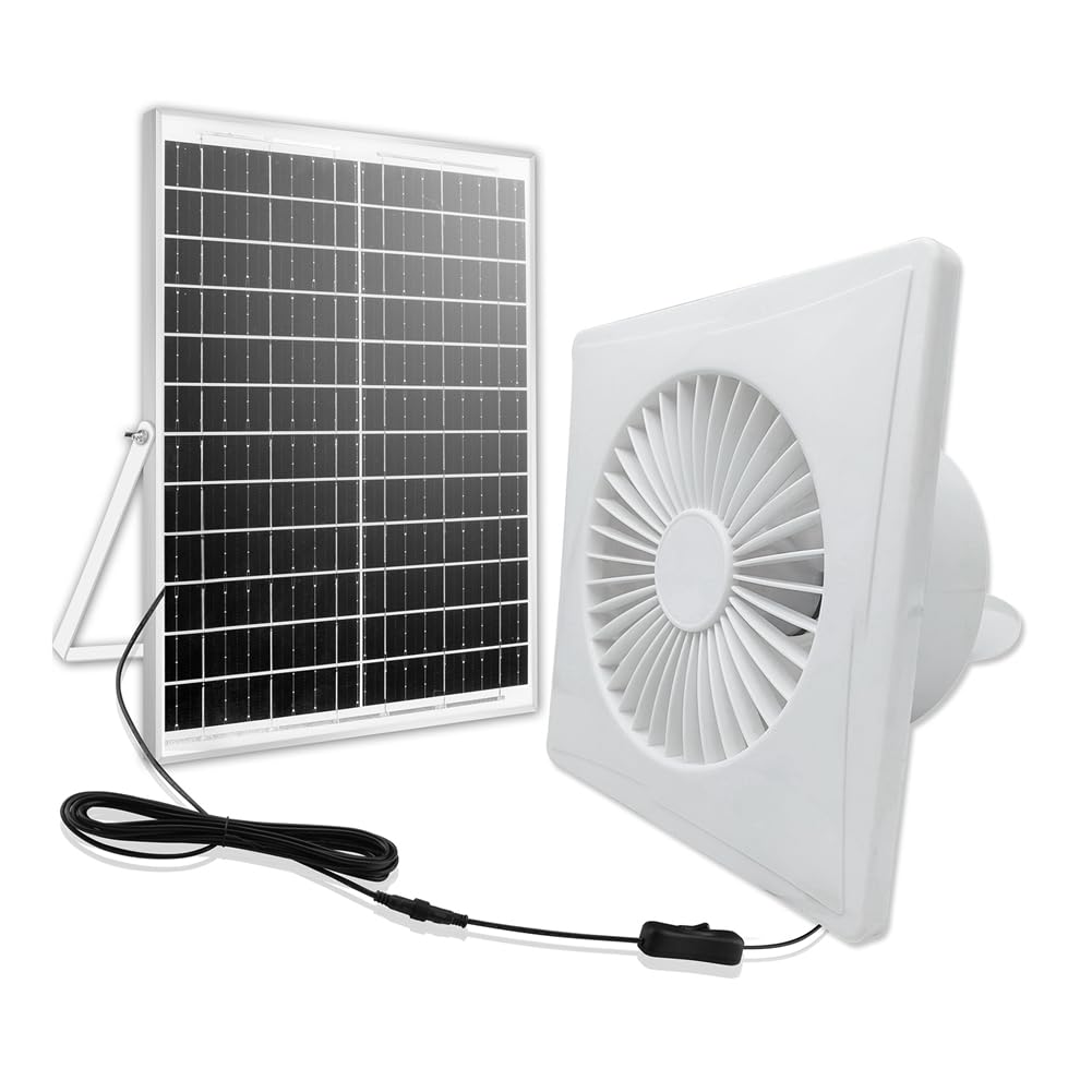 Littimoon Ventilation High-Speed Solar Silent Fan with 8W Panel Shed Solar Exhaust Fan for Chicken Coops,Greenhouses,Sheds