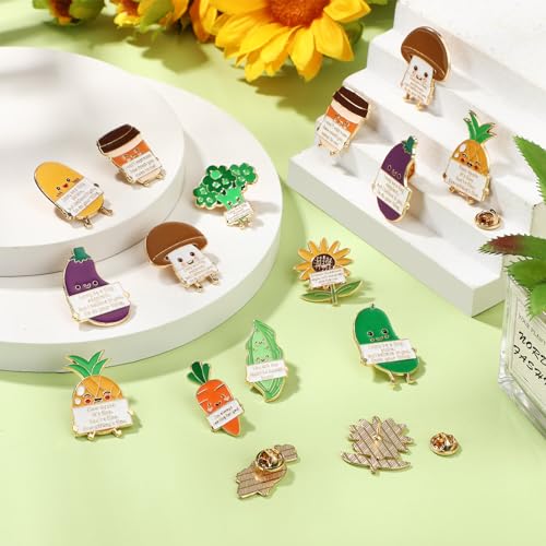 50 Pcs Funny Enamel Pins Bulk Positive Vegetable Lapel Pin Inspirational Pickle Pineapple Pin Gift for Employee Coworker4