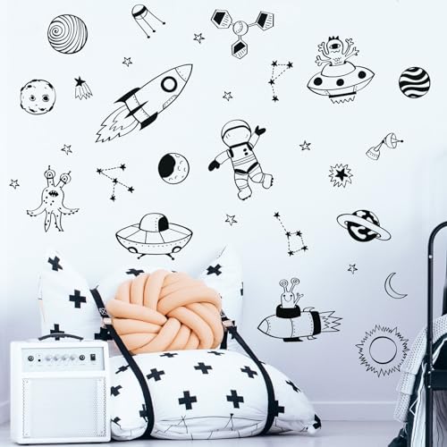 Stickers muraux espace noir pour relooker une chambre sans peinture ni travaux