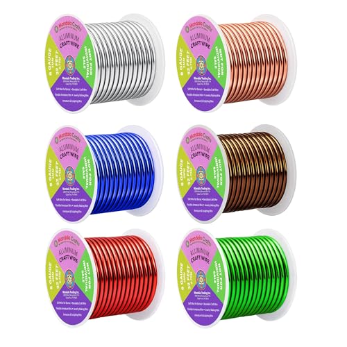 Image of Mandala Crafts 8 GA Green Brown Red Assorted Anodized Aluminum Craft Wire | 120 FT, Colored, Flexible, Bendable for Bonsai Armature Sculpting Wire Wrapping Jewelry Making, Weather & Tarnish Resistant