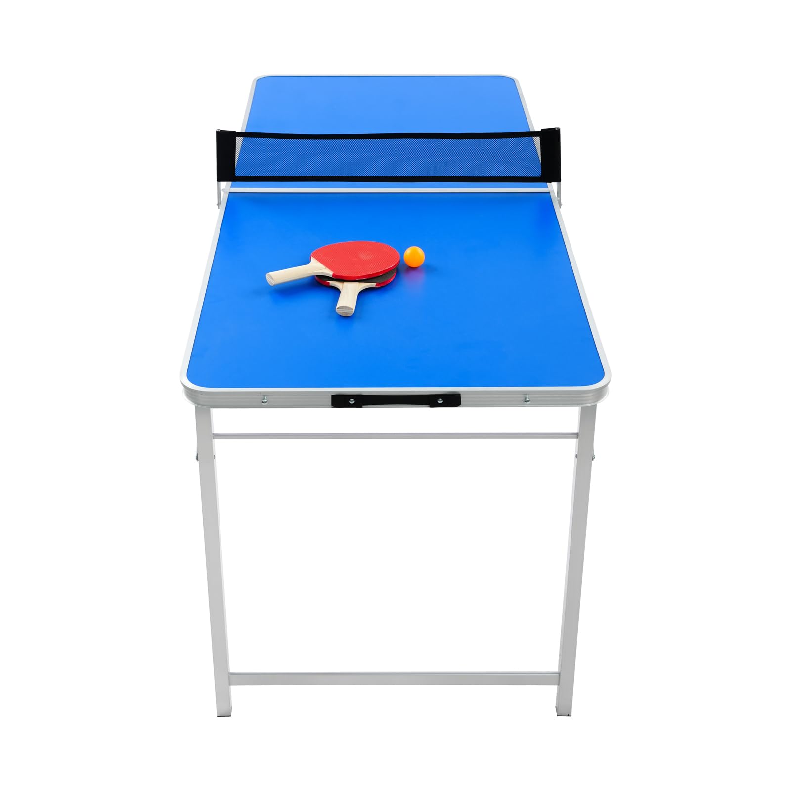 Tavolo da ping pong pieghevole 152 x 67 x 70 cm, con 2 racchette da ping pong e 3 palline da ping pong in lega di alluminio, portata 30 kg, per divertimento in famiglia, attività scolastiche