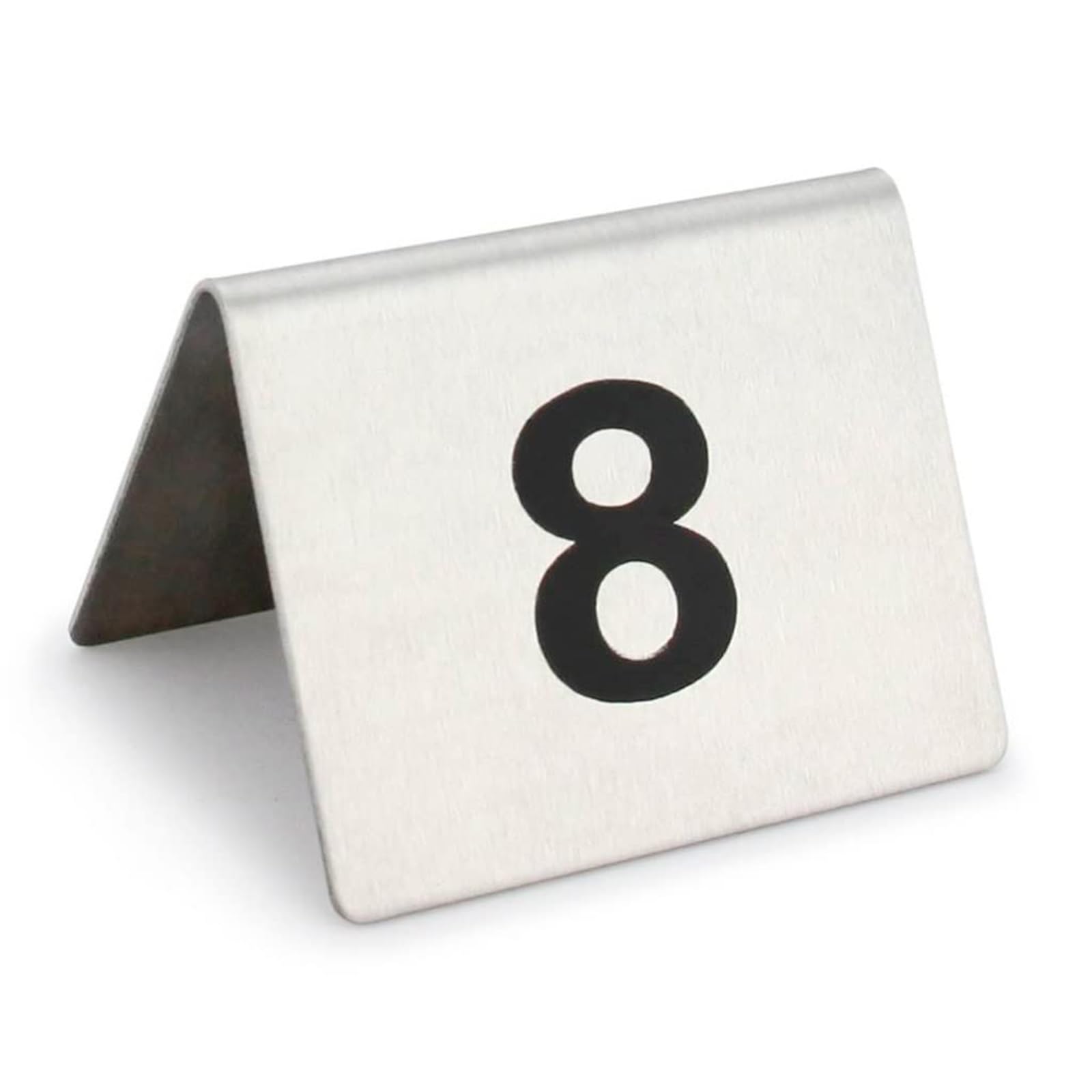 Numéros de table en acier inoxydable style tente double face (pack de 20 pièces)