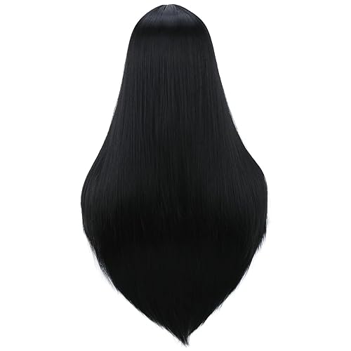 Miniatura 4 de BERON Pelucas de cabello largo liso con flequillo para mujer, resistente al calor, peluca sintética de aspecto natural para fiestas de cosplay o uso