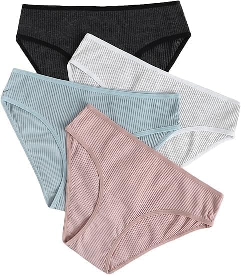 Women’s Ribbed Seamless Bikini Panty Pack of 4 – Soft Stretch Breathable Everyday Comfort Underwear-image-31