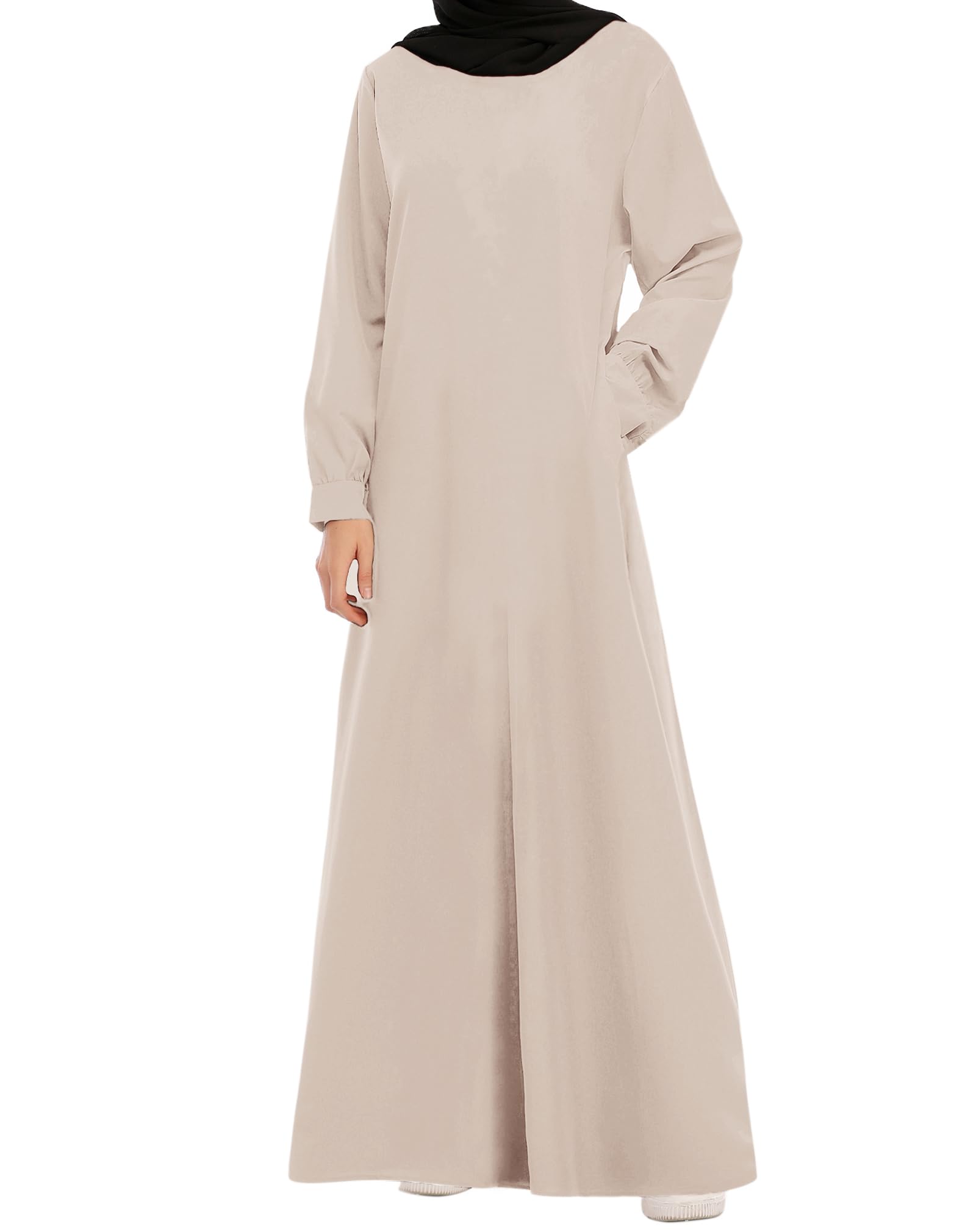 Womens Muslim Abaya Dress Zipper Islamic Robe Pockets Maxi Prayer Clothes with Hijabs