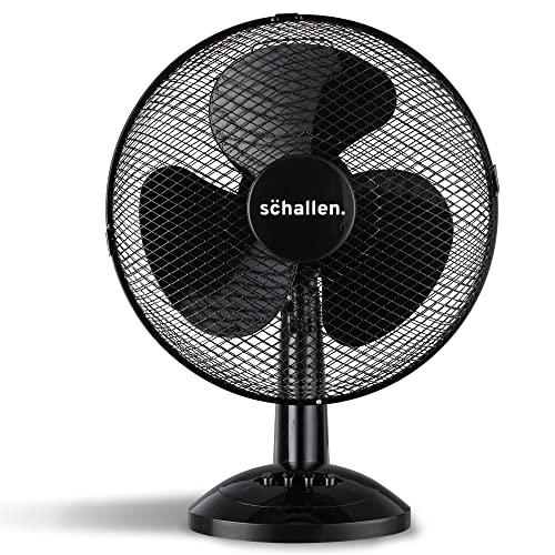Schallen Home & Office Electric 12' 3 Speed Electric Tilt Oscillating Worktop Desk Table Air Cooling Fan (Black)