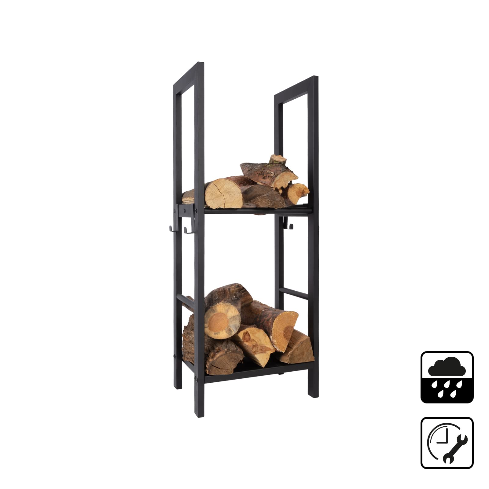 Floordirekt Estantería para leña de chimenea para interior y exterior, estantería de metal para almacenamiento de madera de Corfú, 40 x 30 x 100 cm