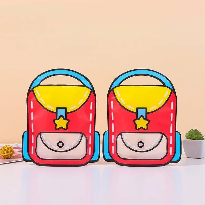 Image of The Cubby Cart Pack of 15 Backpack-Shaped Return Gift Pouches for Kids | Party Favor Bags for Birthday, Diwali, Rakhi, Kanjak | Goodie Bags (21x18cm) (Red)