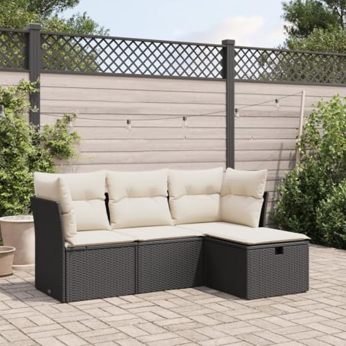 IKAYAA 4-TLG Polyrattan Lounge mit Stauraum Loungemöbel Set...