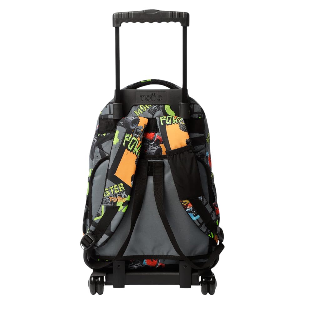 TOTTO - Mochila Escolar con Ruedas, Modelo Renglones, Capacidad 26,21 Litros, Bolsillo para PC 14", Bolsillo para Botella, Correas en S para Mayor Comodidad, Resistente