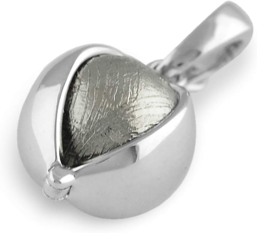 Starborn Sterling Silver Muonionalusta Meteorite Sphere Hinged Pendant