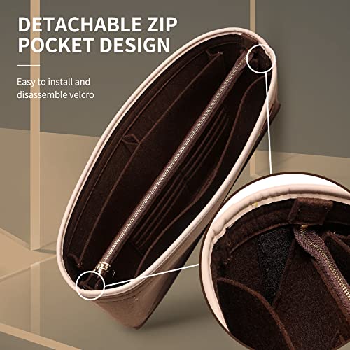 Image of Doxo Purse Organizer Insert & Base Shaper, Felt Handbag & Tote Bag Fit LV Graceful(Brown,SM)