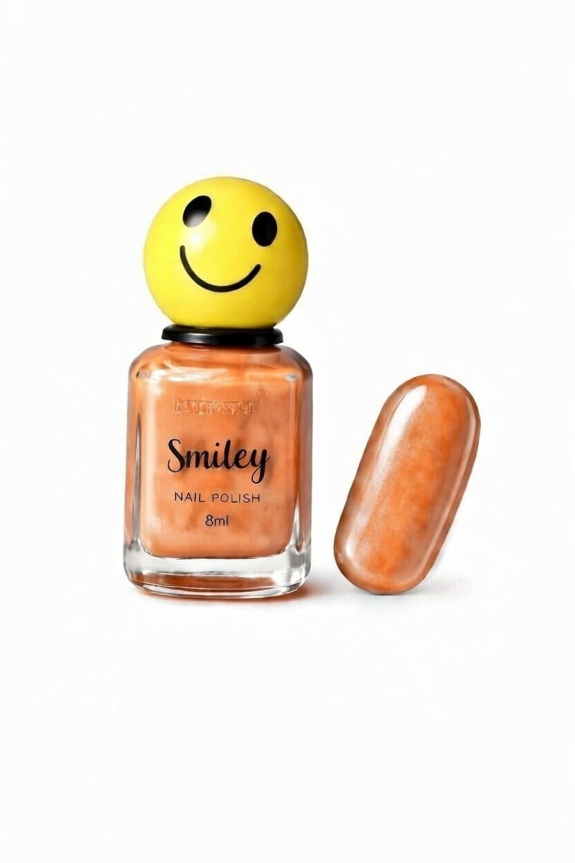 Smiley Nail Polish – Glossy Long-Lasting Nail Enamel, Fun Yellow Cap (MULTICOLOR Shade) (Orange)-image-49