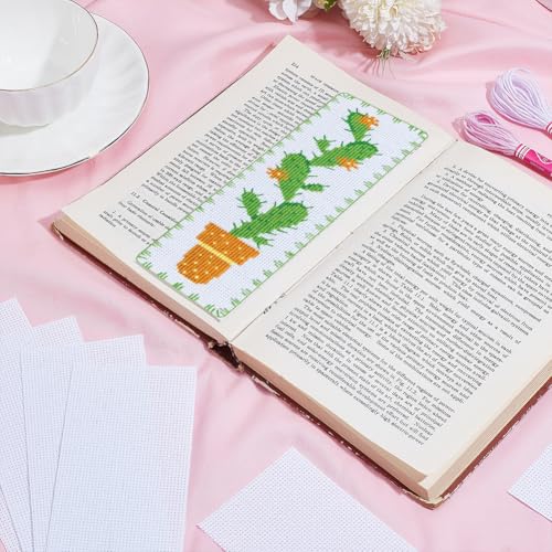Image of arricraft 30 Pcs Blank Cross Stitch Bookmark, Rectangle Cotton Fabric Book Marker Cross Stitch Crosstitch Project 2.7x7.5 inch(7x19cm)