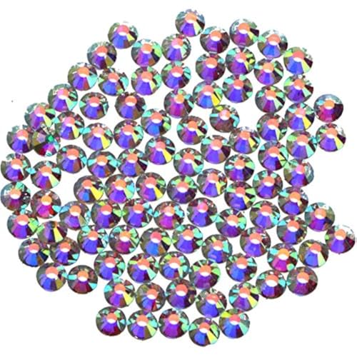Image of 400 Pieces Hot Fix Glass Flatback Rhinestones HotFix Round Crystal Gems (Crystal AB, SS30)