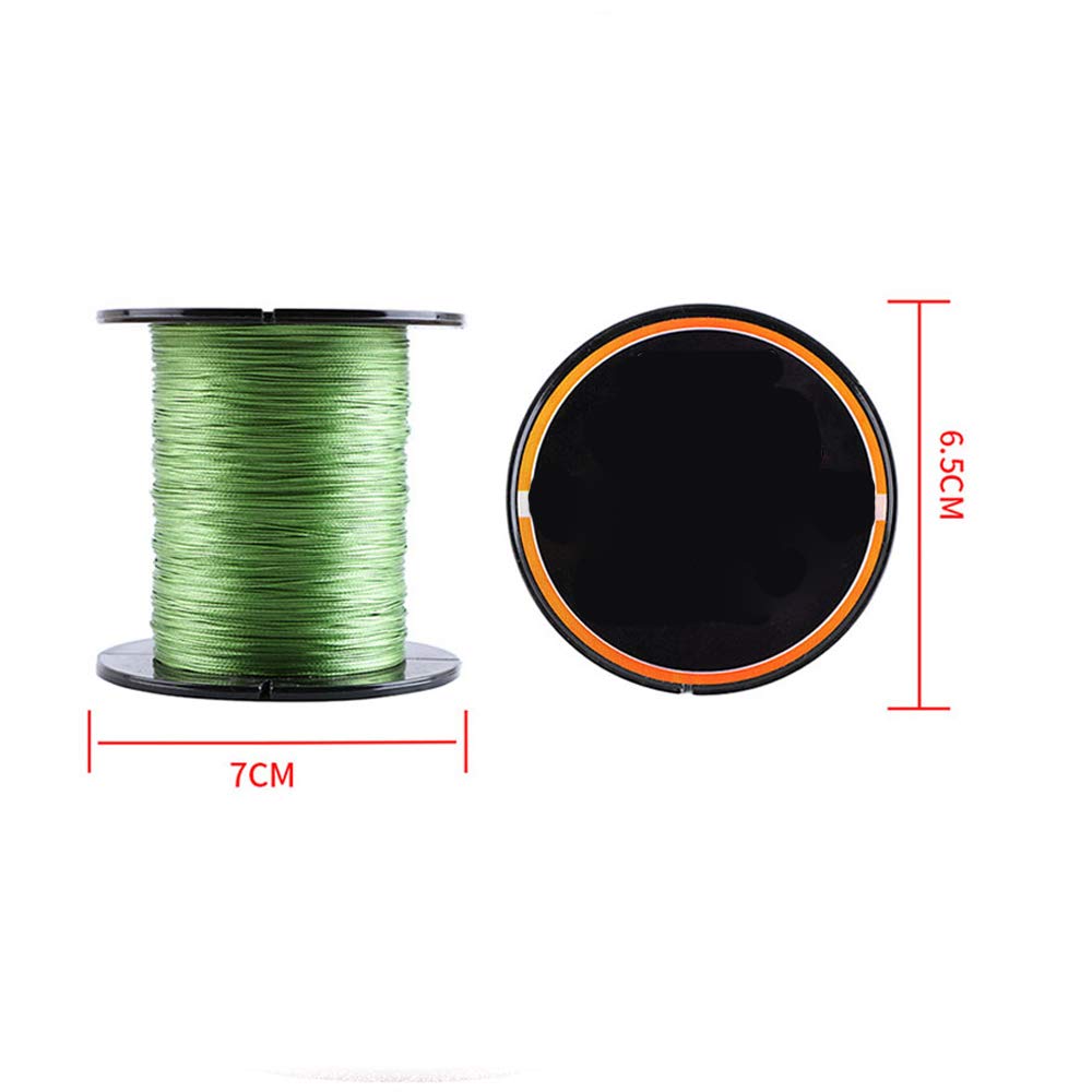 Línea de pesca trenzada de 8 hilos, resistente a la abrasión, alta sensibilidad, cero estiramiento y alto rendimiento, para lubina de carpa, trucha, 500 m, línea n.º 6.0, 70 libras, verde claro