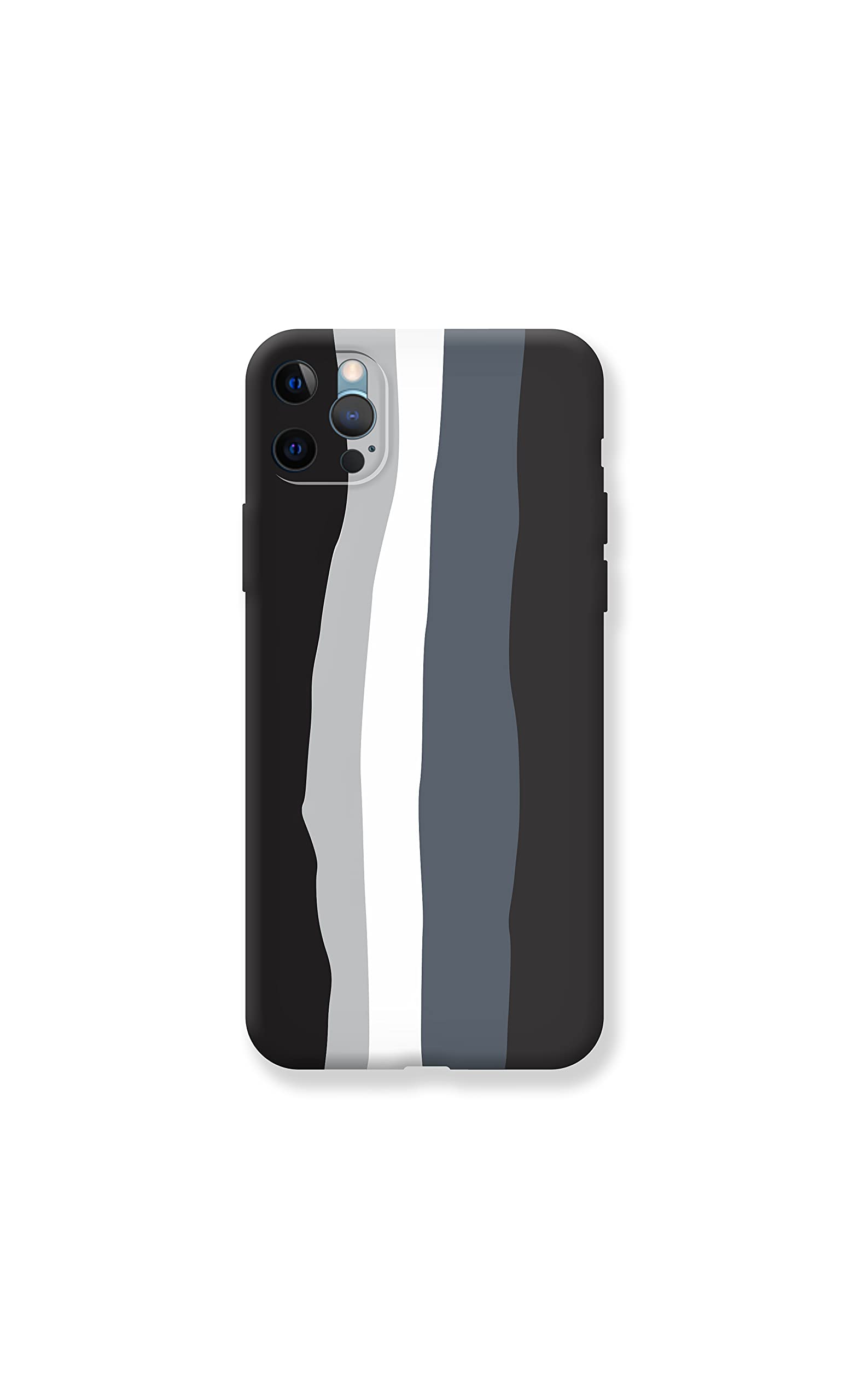 Fix Fame iPhone 12 Pro Max case Premium Soft Liquid Silicone cover Full Body Protection Anti-Scratch Shockproof Drop Protection Slim Rubber Bumper Cases (Black Rainbow)