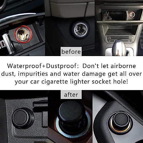 Image of 2PCS Car Cigarette Lighter Cover,Black Cigarette Lighter Socket Cap Waterproof & Dust Cover,Universal 0.78 inch Cigarette Lighter Plug Cover Car Interior Accessories Fits Car SUV
