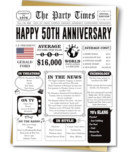 Missonemi Happy 50th Anniversary Card Gifts for Women Men, Jumbo 50th Wedding Anniversary Cards...