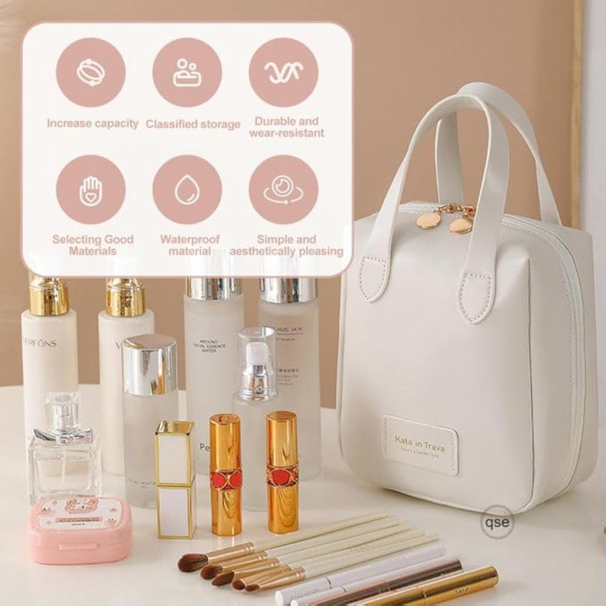 Elegant Portable Puffer Makeup Bag with Compartments