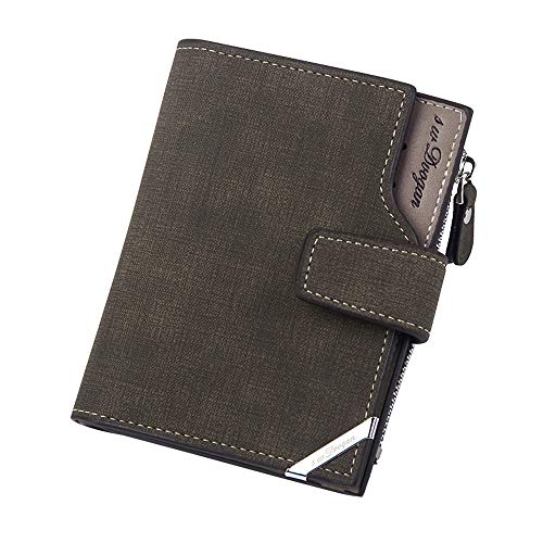 BESSKY Business Men Fashion Pure Color Cross Pattern Hasp Multi Card Position Wallet (9.8cm(L)1.8cm(W)12.5cm(H)/3.9(L)0.7W)4.9(H)", Coffee)