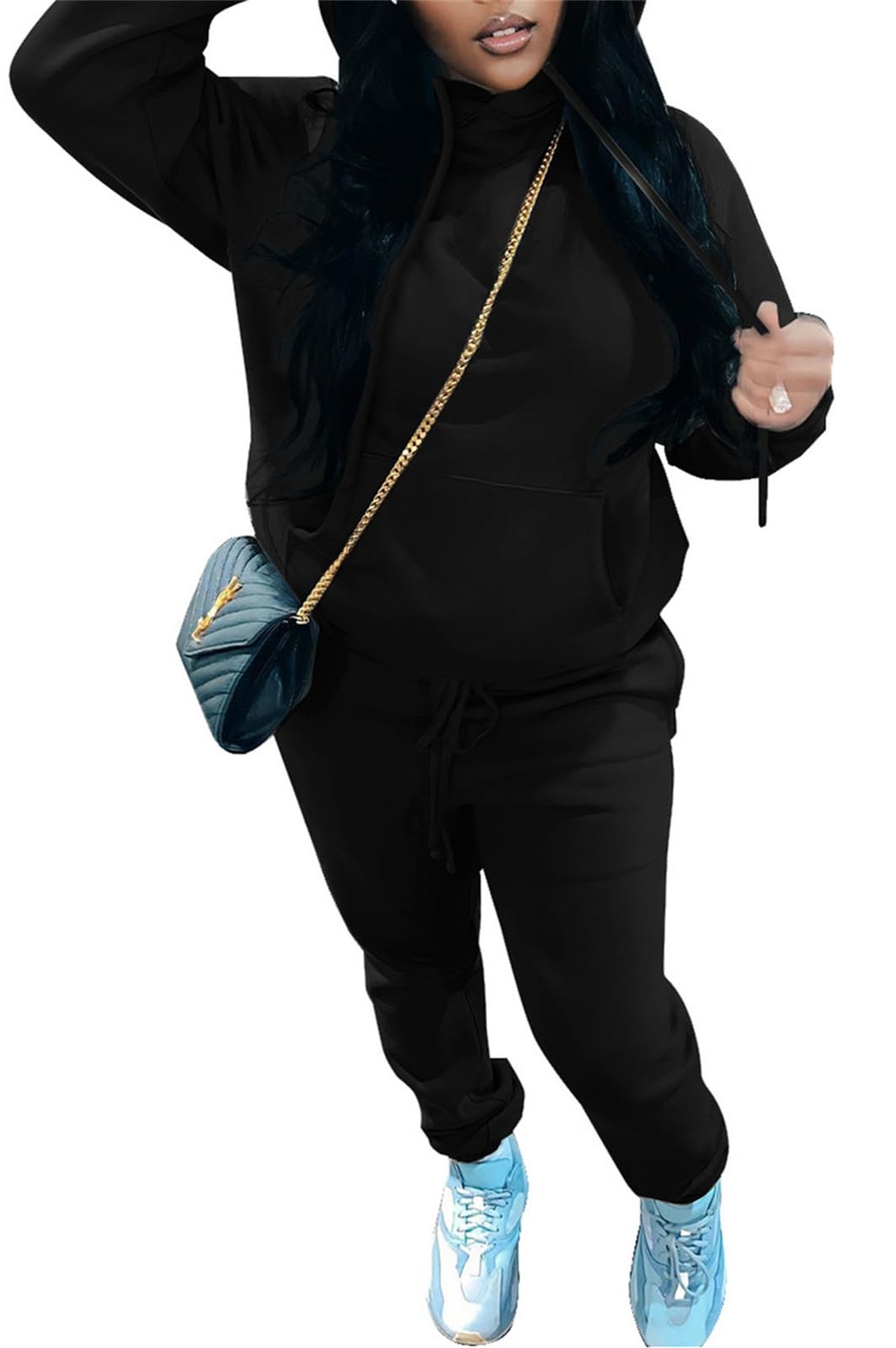 SAMACHICA Women's Two Piece Tracksuit Set Pullover Hoodie Jacket with Sweatpants Sweatsuit Jogger Workout Set