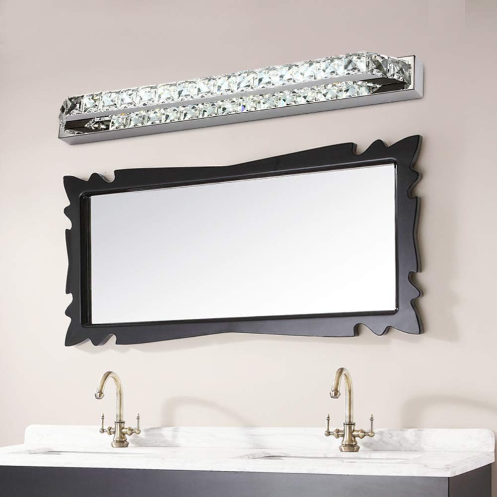 Kristall LED Badezimmer Spiegelleuchte, 10w Wasserdicht Ip44 Wandhalterung Spiegellampen Kühles Weiß 6500k Schminktisch Badlampe-transparent Weißes Licht-40cm