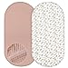 Basumee Muslin Bassinet Sheets for Baby Girl Boy 2 Pack Soft Breathable Baby Bedside Bassinet Fitted Sheets with Bottom Elastic Band Mattress Cover for Rectangle Oval Hourglass Bassinets