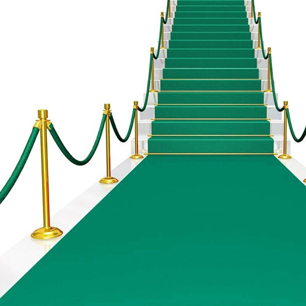 emmevi Tapis de sol en moquette verte antidérapant pour événement, foires, couloir, magasin, 100 x 2000 cm