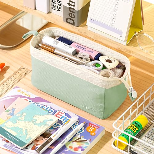 Image of MAMUNU Large Pencil Case Wide Opening - Big Capacity Pencil Pouch for Girls Boys - Portable Stationery Pen Bag for School Office College Teens Students Adults, Green