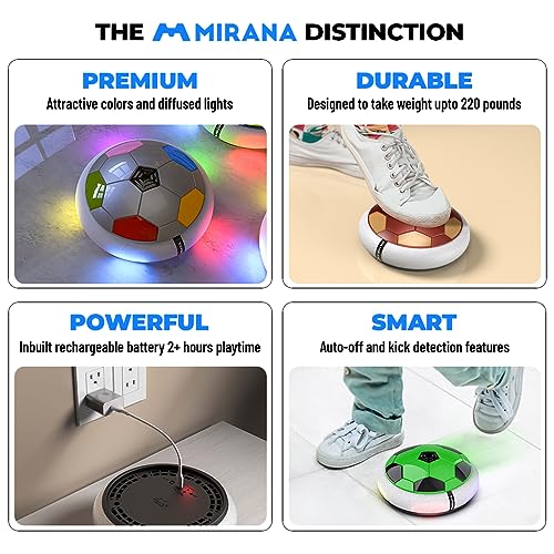 Mirana C-Type USB Rechargeable Battery Powered Hover Football Indoor Floating Hoverball Soccer | Air Football Smart | Made in India Fun Toy Best Gift for Kids Boys & Girls 2-10 Years (Silver Rainbow) - Image 2