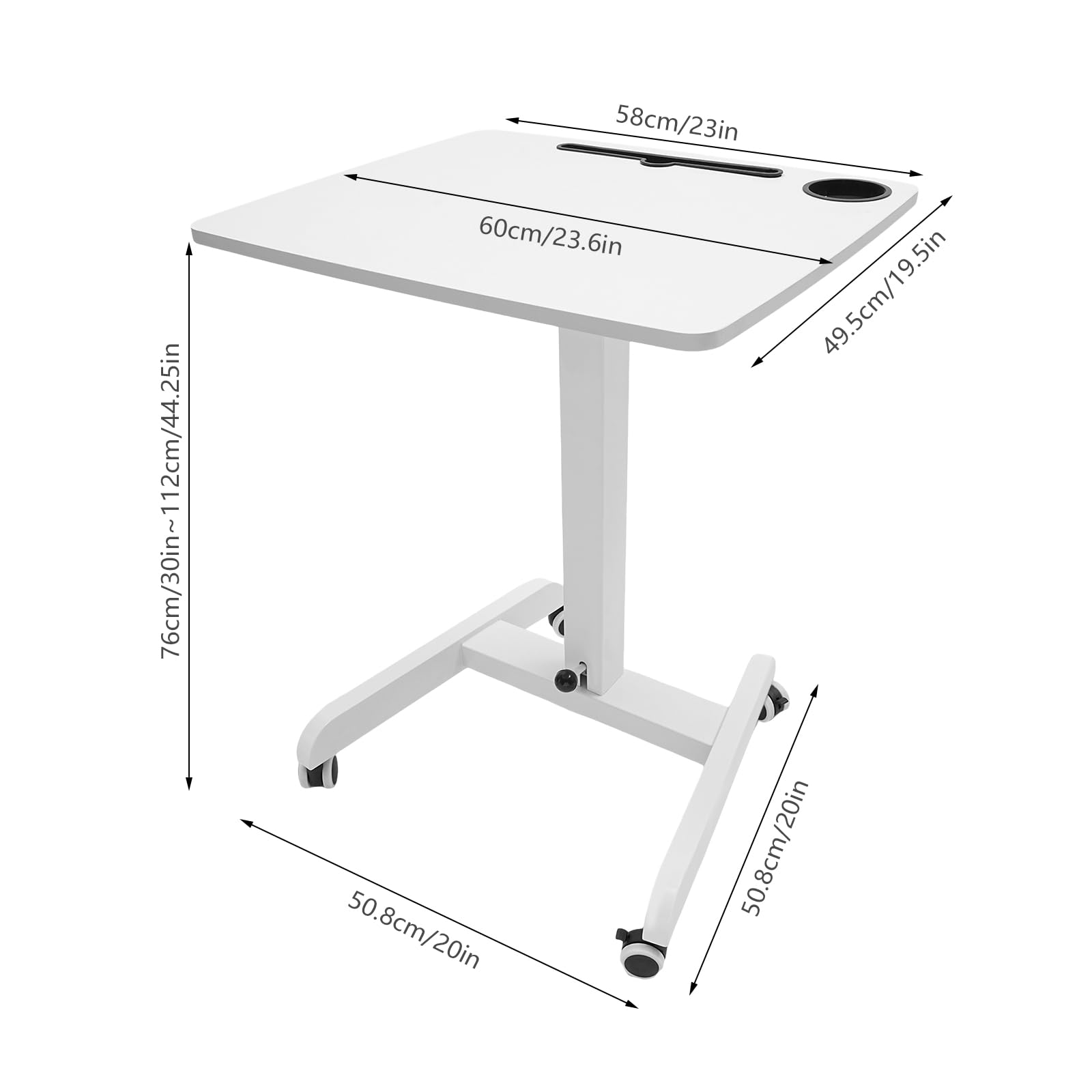 Gas Spring Mobile Stand Up Desk Podium Stand Small Standing Desk Adjustable Height Rolling Desk Portable Laptop Desk — view 3