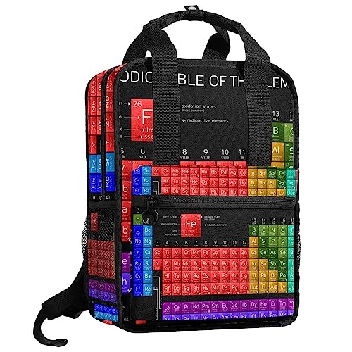 Cartable pour filles et garçons avec bretelles réglables et motif scientifique multicolore