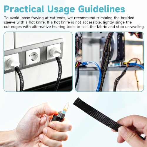 Telar de cable trenzado PET de 1/2 pulgada y 100 pies negro 5