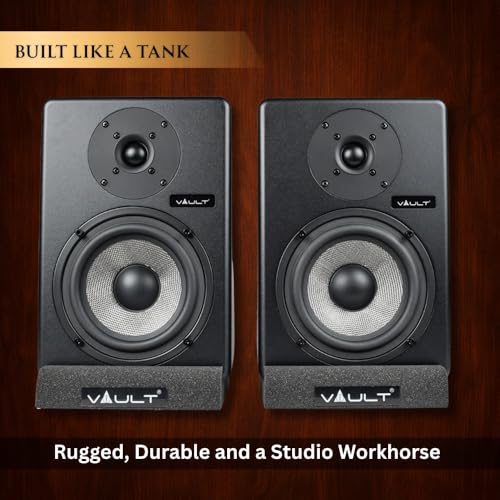 Image of VAULT C8 8-Inch Powered Studio Reference Monitors Pair with Acoustic Foam Pads Wired Subwoofer (Black)