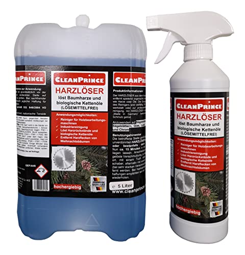 Harzlöser 5,5 Liter | Harzentferner Baumharz Entferner Löser Entharzer Heckenschere Motorsäge Sägeblätter Cleanprince