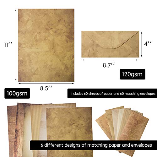 image for Bargain Paradise 120 Pack Vintage Paper and Envelopes - 60 Sheets of A