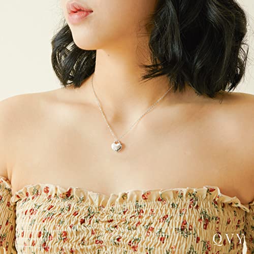 QVY-Dainty-Puffy-Heart-Pendant-Necklace-for-Women-Gold-Plated-Jewelry-Silver-Chunky-Necklace-with-Cute-Heart-Charm-Jewelry-Gifts-for-Her-HN-B