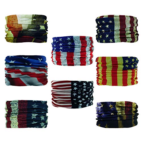 Smehcf Us Flag Headband Bandana Balaclava Half Face Mask Shield Head Hair Scarf Neck Gaiter Hat Multipurpose For Women Men Breathable Reusable Washable Retro 8Pcs #TOP2
