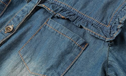 LittleSpring Girls Button Down Denim Shirt with Tie Front3