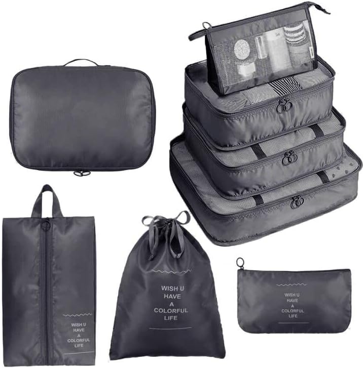 Packing Cubes for Suitcase 8 Sizes Suitcase Organizer Bags 8 pcsBeige