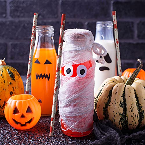 Pitillos de papel para Halloween 200 piezas rojo y blanco miniatura 3