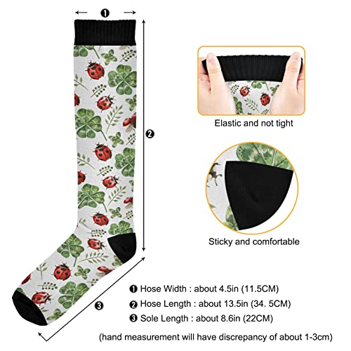 Wusikd Clover Ladybugs Compression Socks for Women and Men Circulation Flowers Long Socks for Athletic Running 13