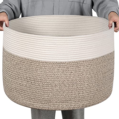 DOKEHOM X-Grand Organiser Paniers pour Vêtements Stockage -21.7 Inches(D) x 13.8 Inches(H)- Paniers à Linge, Pliable Sac à Linge, Pliage Grande Capacité Corbeilles à Linge (Marron, XL) Cover