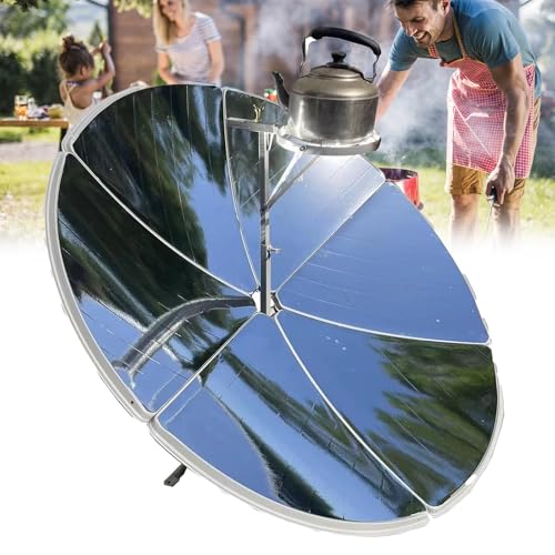 Portable Solar Cooker - 100Ã¢â€žÆ’ Focal Spot Temperature, Adjustable Fire Power, Parabolic Solar Oven for Cooking, Frying, BBQ, and Boiling Water