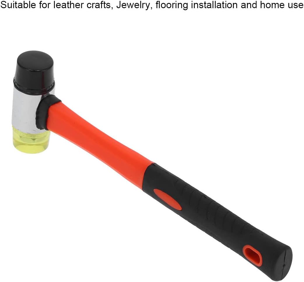 Rubber Mallet 40mm Double Face Hammer with Soft Hard Tips and Non Slip Rubber Handle for Leather Crafts, Jewelry, Woodworking and Flooring, Mallets